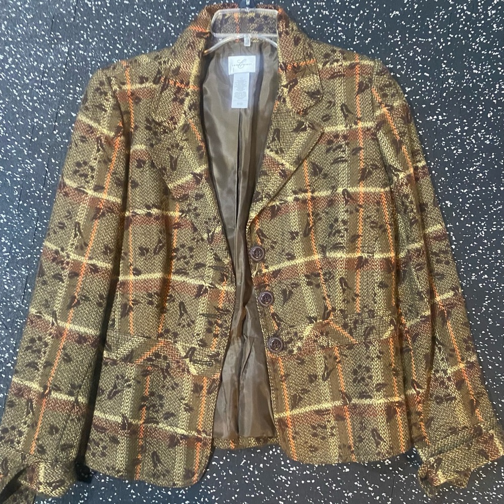 Emma James Plaid Blazer in Brown and Tan